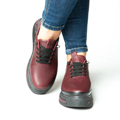 Pantofi casual dama eleganta piele naturala Dublin Bordo