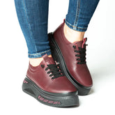 Pantofi casual dama eleganta piele naturala Dublin Bordo