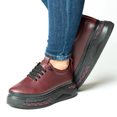 Pantofi casual dama eleganta piele naturala Dublin Bordo