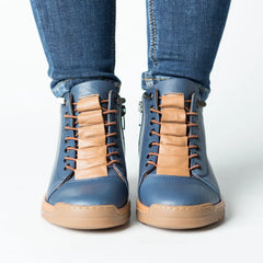 Boots with orthopedic sole Blue Women's jeans made of genuine leather Oslo