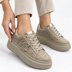 Pantofi piele naturala Lyon Beige Leopard
