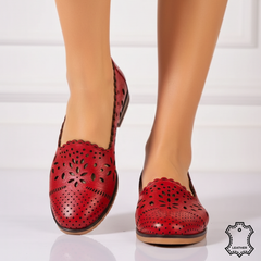 Balerini piele naturala Amarilla Red