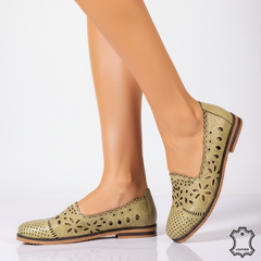 Women's ballerinas in natural leather Amarilla Verde Avocado
