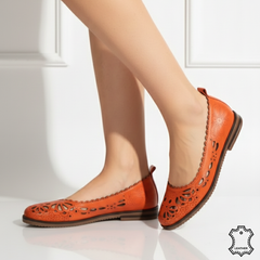 Balerini piele naturala Amarilla 2 Orange