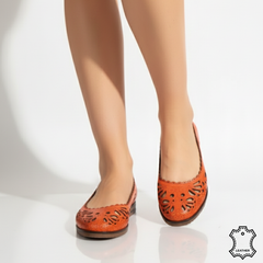 Balerini piele naturala Amarilla 2 Orange