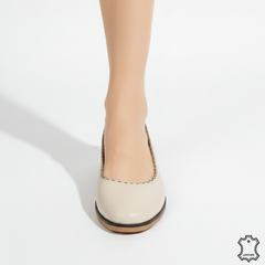 Balerini piele naturala Levora Bej