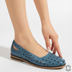Women's natural leather ballet flats Soleva Blue