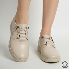 Elegant women's casual shoes made of genuine leather Solaris Beige