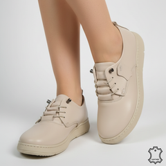 Elegant women's casual shoes made of genuine leather Solaris Beige