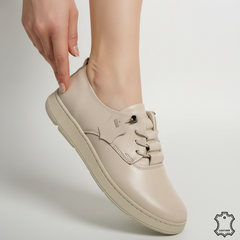 Elegant women's casual shoes made of genuine leather Solaris Beige