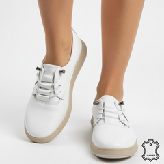 Pantofi piele naturala Solaris White