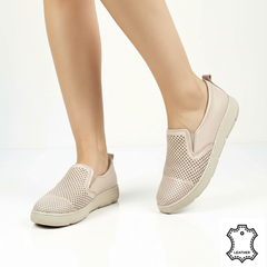 Pantofi piele naturala Heliora 2 Pudra