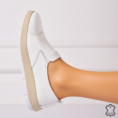 Pantofi piele naturala Heliora White