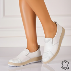 Pantofi piele naturala Heliora White