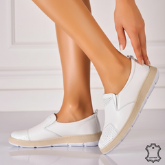 Pantofi piele naturala Heliora White