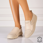 Pantofi piele naturala Heliora Bej