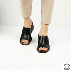 Papuci piele naturala Viva Black