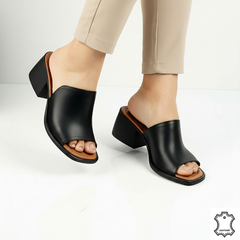 Papuci piele naturala Viva Black