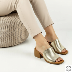 Viva Gold genuine leather heeled sandals