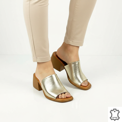 Viva Gold genuine leather heeled sandals