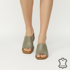 Papuci piele naturala Viva Green