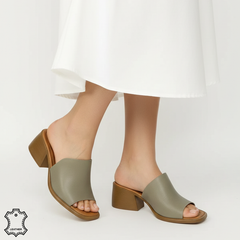 Papuci piele naturala Viva Green