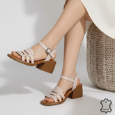 Sandale piele naturala Caleta Roz Pudra