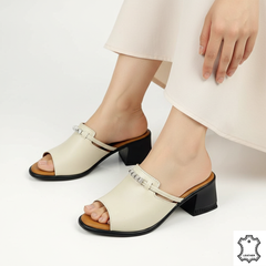 Papuci piele naturala Viva2 Bej