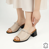 Papuci piele naturala Viva2 Pudra