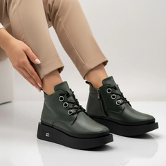 Ghete piele naturala Nuts Green