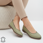 Balerini piele naturala Levora Green