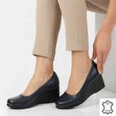 Pantofi cu platforma piele naturala Lazura Navy