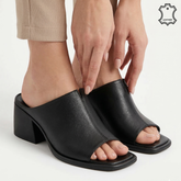 Papuci piele naturala Arges Black