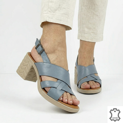 Sandale cu toc piele naturala Orion JeansBlue