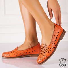 Balerini piele naturala Amarilla Orange