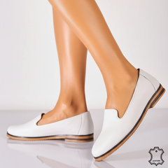 Balerini piele naturala Solivana White