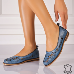 Women's genuine leather ballerinas Amarilla 2 Blue