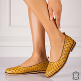 Balerini piele naturala Nerisa Mustard