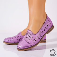 Balerini piele naturala Amarilla Mov