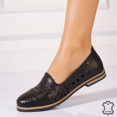 Women's genuine leather ballerinas Amarilla Black