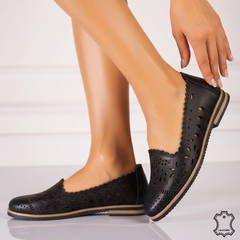 Women's genuine leather ballerinas Amarilla Black