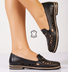 Balerini piele naturala Amarilla 3 Black