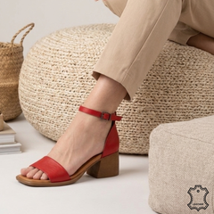 Sandale cu toc Piele Nautala Brisa Red