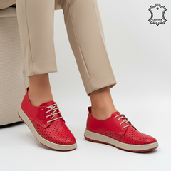 Pantofi Piele Naturala Calida Red