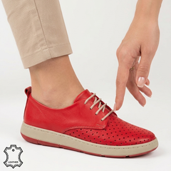 Pantofi Piele Naturala Calida Red
