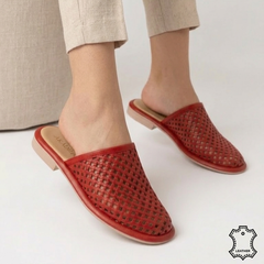 Papuci piele naturala Bucuresti Red