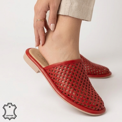 Papuci piele naturala Bucuresti Red
