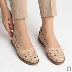 Balerini piele naturala Soleva Roz Pudra