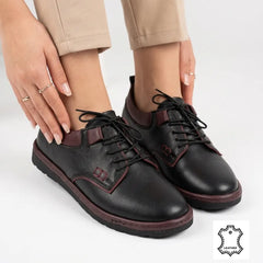 Pantofi piele naturala Antalya Black/Bordo