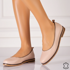 Balerini piele naturala Levora Pudra